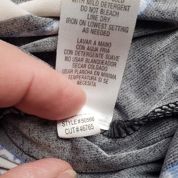 Sandra Darren Sheath Dress Women 12 Blue Black Geometric Print Stretch - Picture 14 of 16